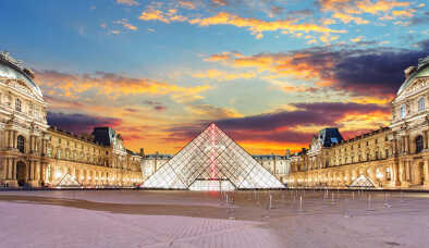 The Louvre Museum is one of the world's largest museums and a historic monument. A central landmark of Paris, France. The Louvre Museum is one of the world's largest museums and a historic monument. A central landmark of Paris, France.