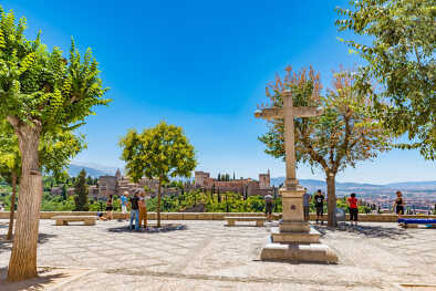 Mirador San Nicolas, famous viewpoint in Granada, Andalusia, Spain Mirador San Nicolas, famous viewpoint in Granada, Andalusia, Spain