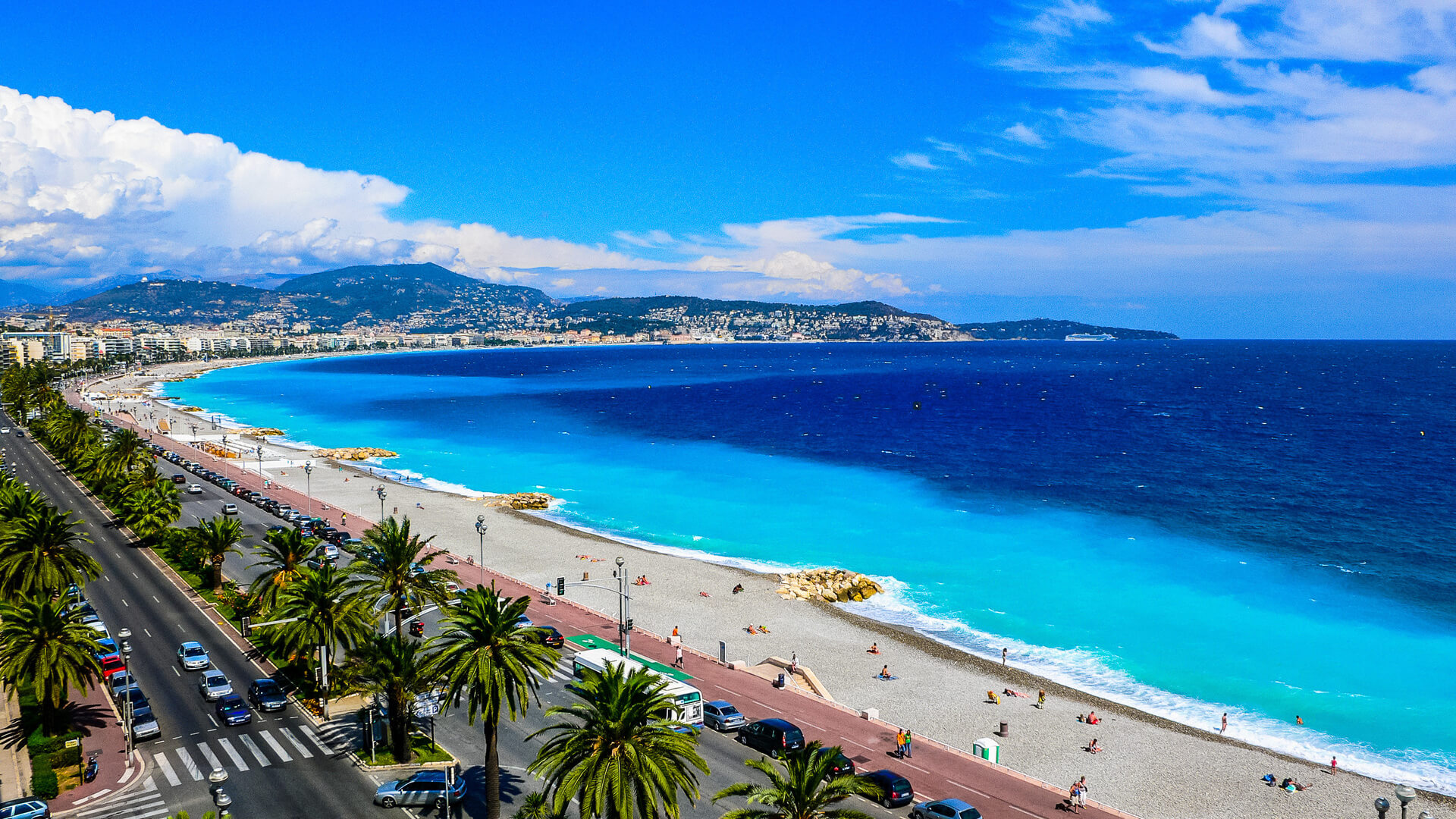 View from the beach in the city of Nice France 