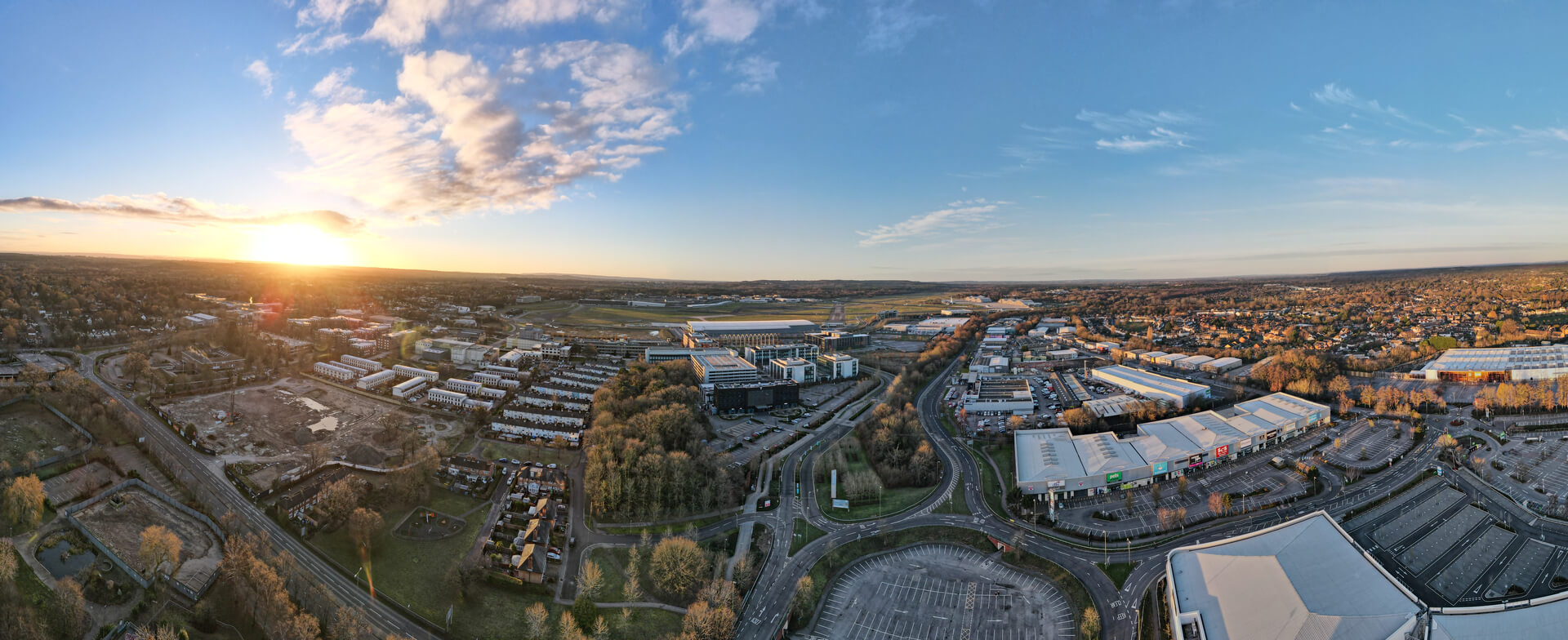 Luftaufnahme des Gewerbeparks Farnborough