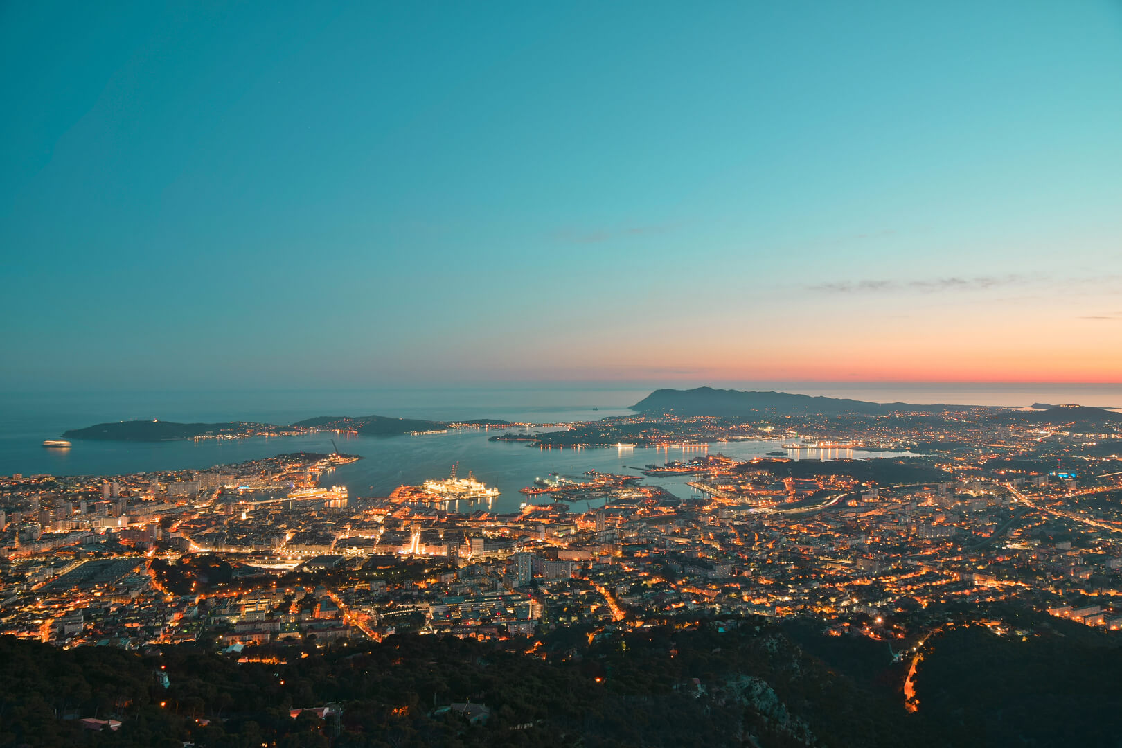 Toulon view from Mont Faron at sunset