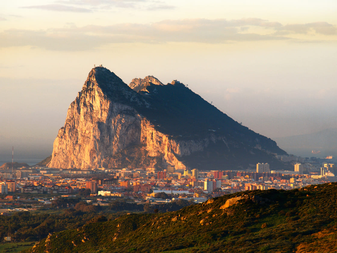The rock of gibraltar in the morning dawn
