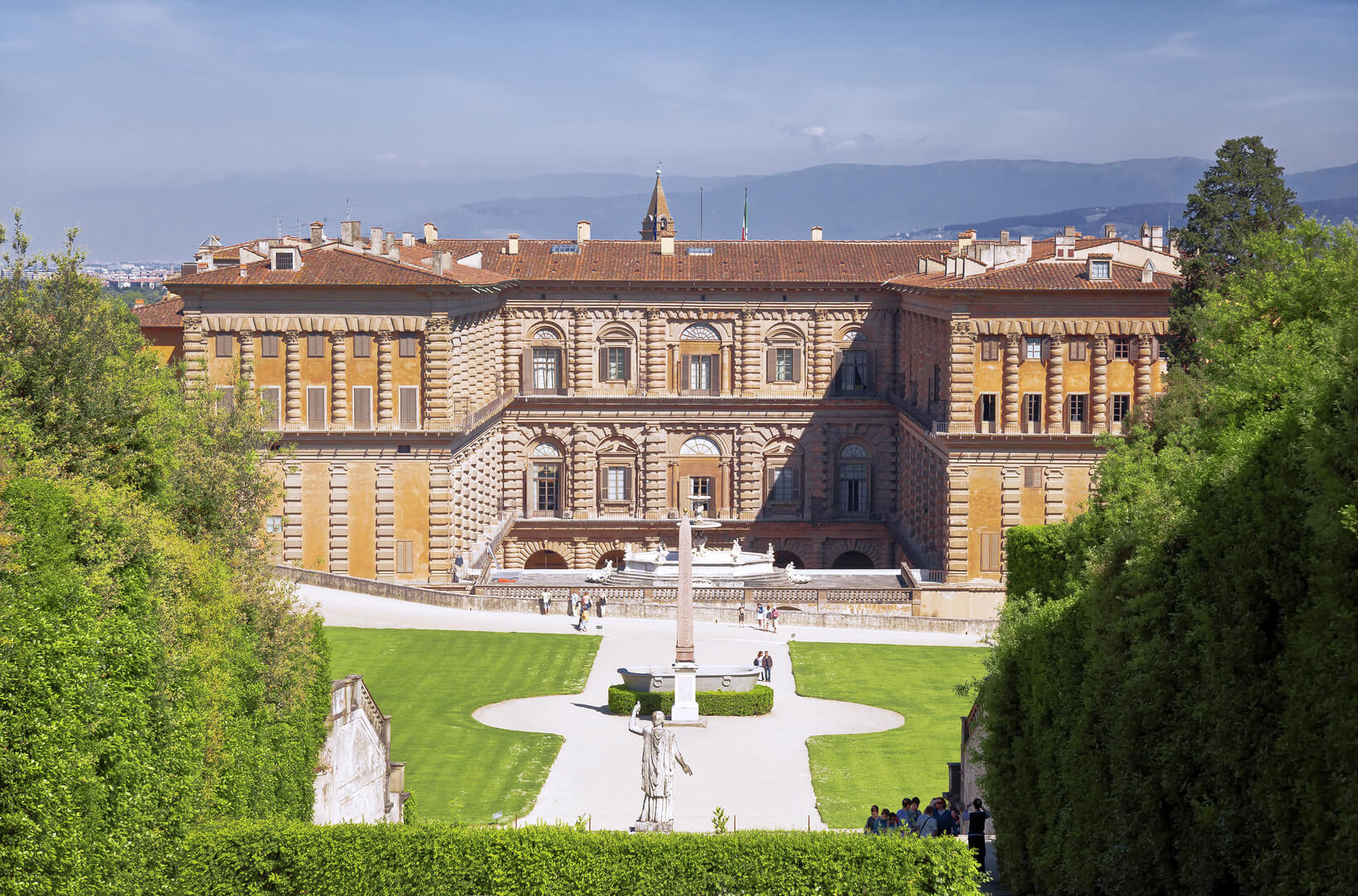 Boboli Gardens and Pitti Palace summer day in Florence