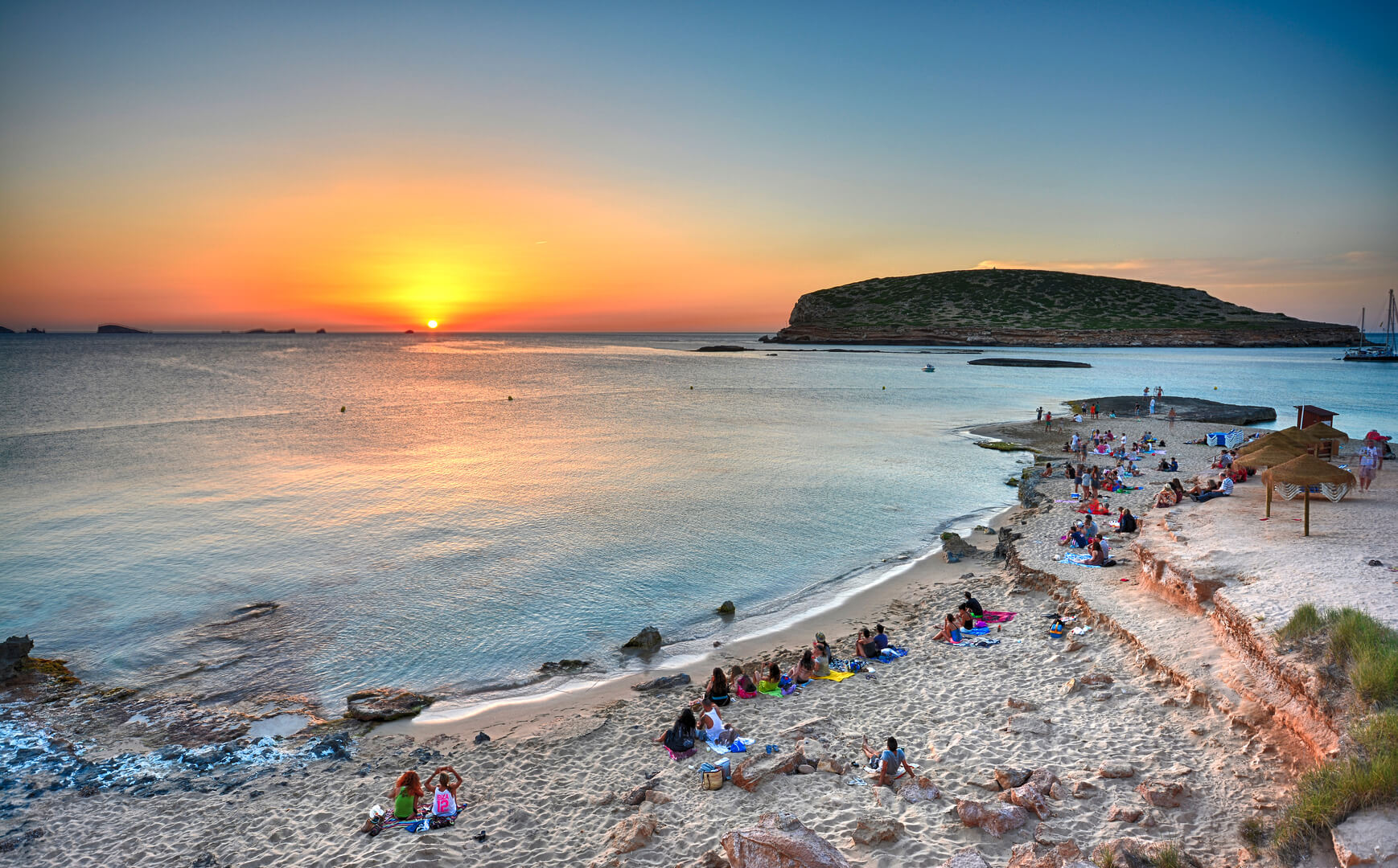 Ibiza - Sunset with evening atmosphere on the Cala Comte
