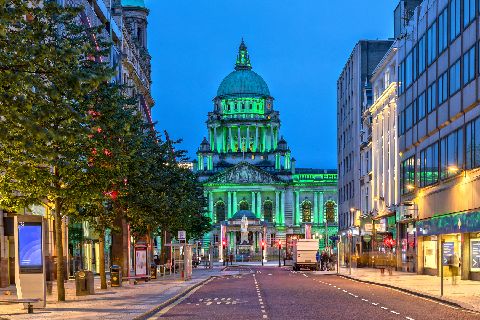 The Belfast City Hall at Donegall Square in Belfast, Northern Ireland at Night
