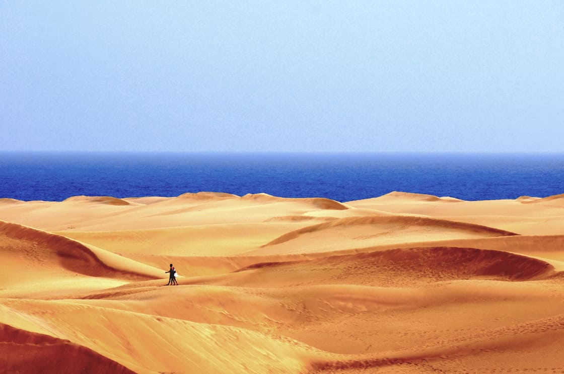 An Orange Sand Desert in Gran Canaria Island, Spain
