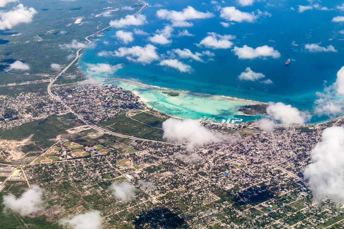 Aerial view of Boca Chica town in Dominican Republic
