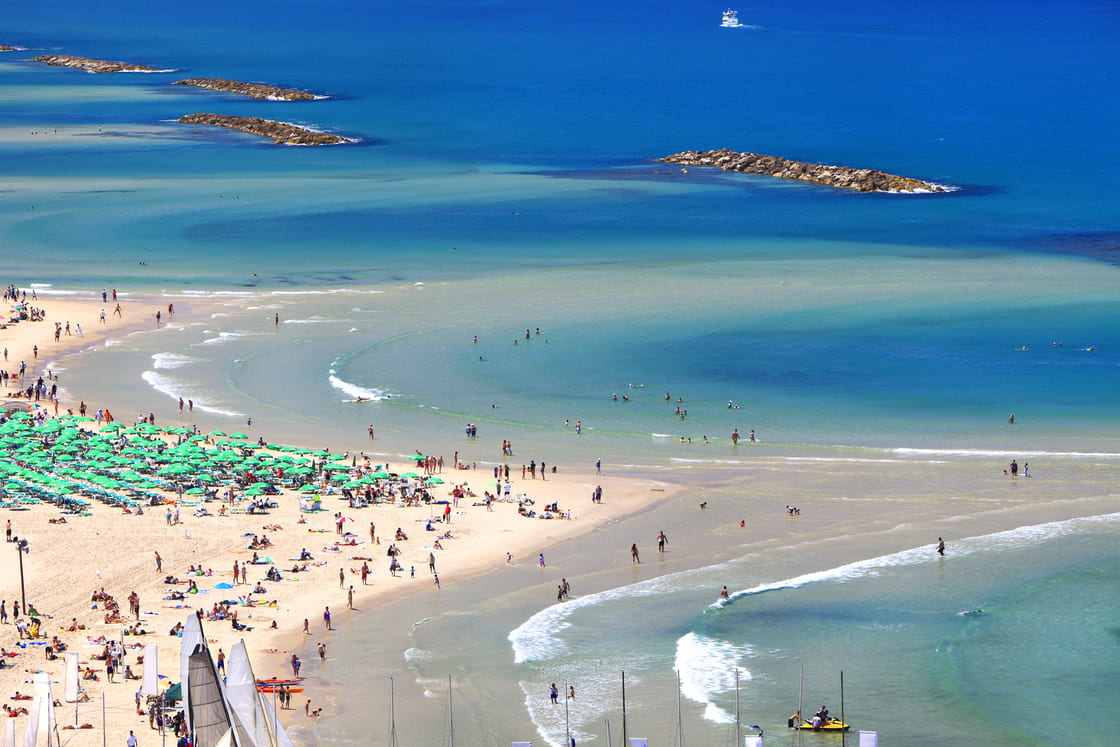 Panoramic view of Tel-Aviv beach (Mediterranean sea. Israel)
