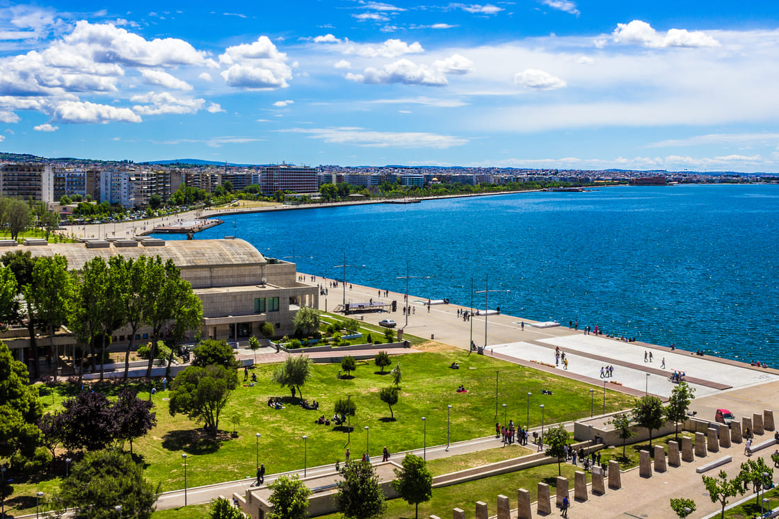 Bird's eye view to the promenade of Thessaloniki
