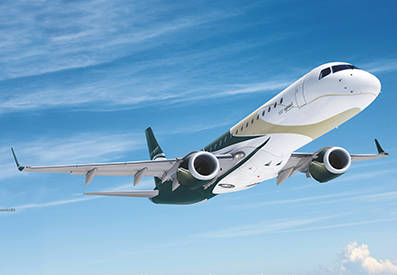 VIP AIrliner Embraer Lineage 1000 to charter for private aviation flights with LunaJets, luxury travel in spacious cabin, trans-continental