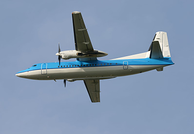 Turboprop Airliner Fokker 50 to charter for private aviation flights with LunaJets  for excellent reliability and durability, comfortable service