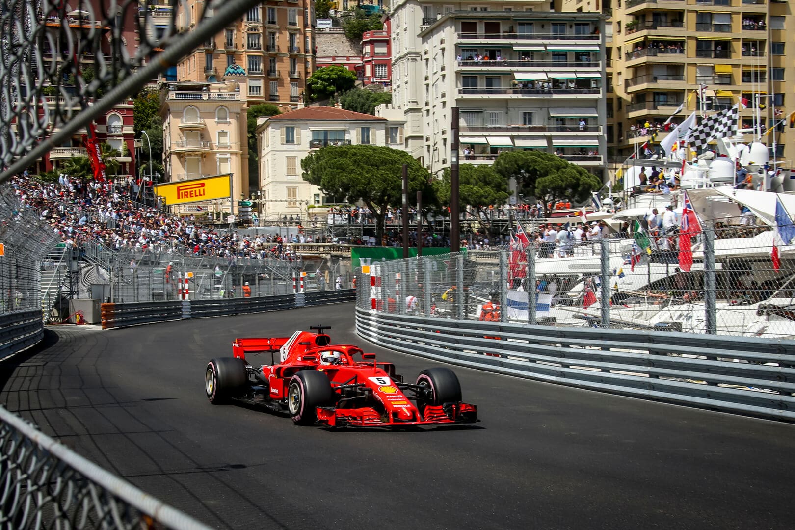 Monte-Carlo, Monaco. 27/05/2018. Gran Premio di Monaco. Campionato del mondo di F1 2018. Sebastian Vettel, Ferrari.