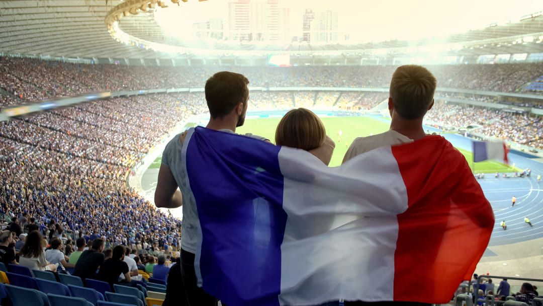 Supporters cheering in the Parc des Princes in France