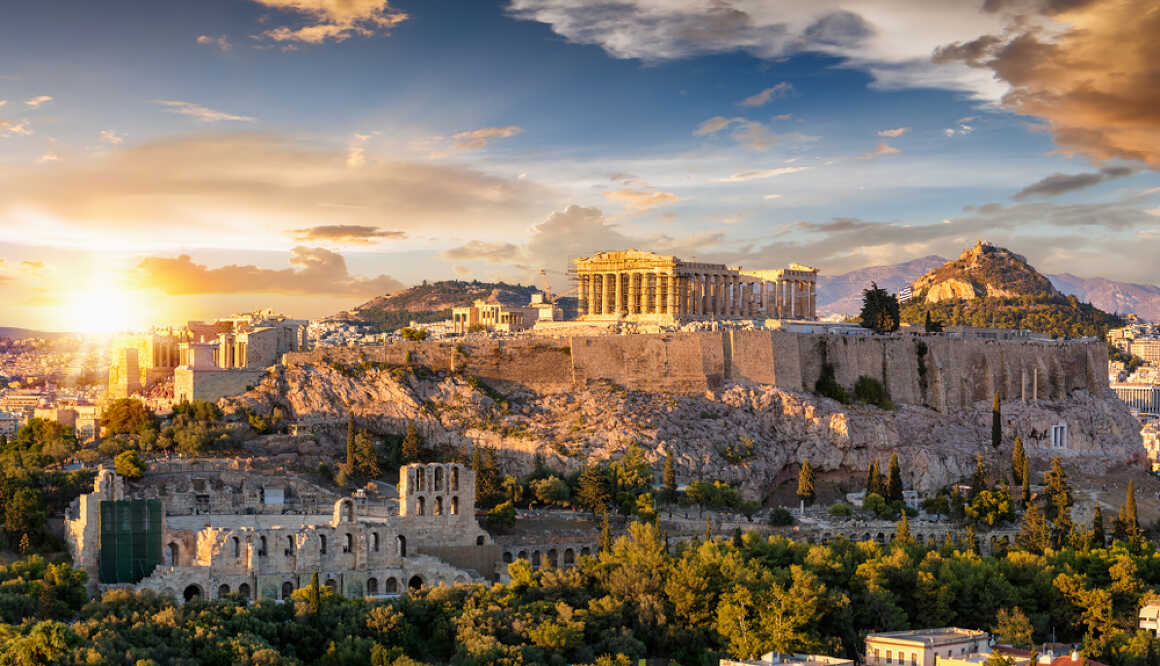 Coucher de soleil à Athènes