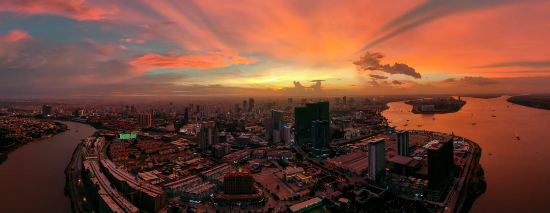 La ville de Phnom Penh vue du ciel