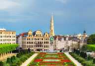 Brussels view from the royal square of Kunstberg by a sunny daylight at Mont des Arts