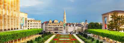 Brussels view from the royal square of Kunstberg by a sunny daylight at Mont des Arts