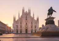 View of the Duomo di Milano and the Monumento a Vittorio Emanuele II in Milan