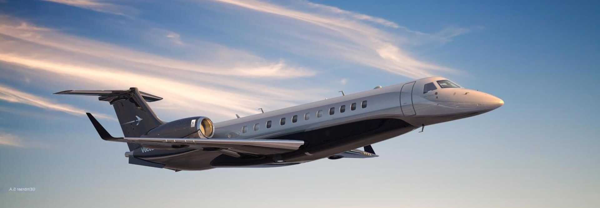 Large Business Jet Embraer Legacy 650 to charter for private aviation flights with LunaJets, fuel efficient, low operating costs, spacious cabin