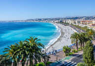 Front view of the Mediterranean Sea, Baie des Anges, Nice, France