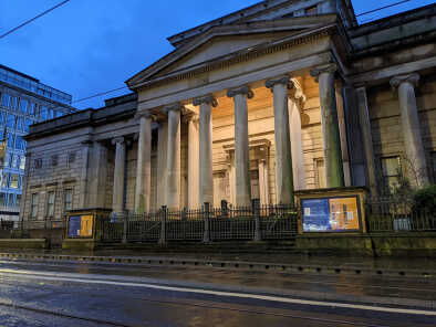 Night view of the Manchester Art Galery