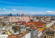 High dynamic range (HDR) Aerial view of the city of Milan, Italy