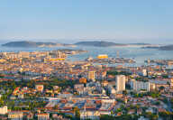 Cityscape of Toulon at sunset time