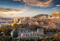 The Acropolis of Athens, Greece, with the Parthenon Temple during sunset
