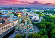 Saint-Petersburg. Russia. Panorama of St. Petersburg at the summer sunset. Cathedral of the Savior on blood. Cathedral of the Resurrection. Petersburg architecture. Petersburg museums. Russian cities.

