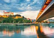 Bratislava castle over Danube river in Bratislava old town, Slovakia
