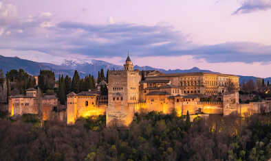 Alhambra palace at sunset, Granada, Spain
