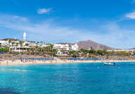 Landscape with Playa Blanca and Dorada beach, Lanzarote, Canary Islands, Spain
