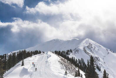 Walking up to the Aspen Highlands Bowl
