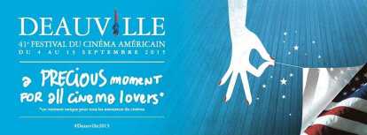 Banner of the forty-first American Film Festival of Deauville of 2015 with a blue background