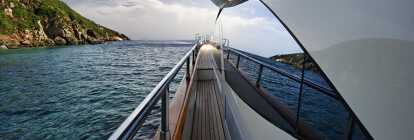 View from the deck of a yacht sailing illustrating the Superyacht Rendezvous in Montenegro