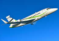 Large Business Jet Dassault Falcon 2000S to charter for private aviation flights with LunaJets, green footprint, low speed performance, medium