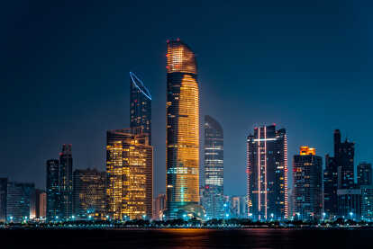 abu dhabi skyscrapers at night