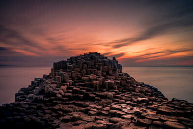 Calzada de los Gigantes, Irlanda, puesta de sol, costa de Antrim, camino salvaje del Atlántico, Calzada de los Gigantes, Irlanda, puesta de sol, costa de Antrim, camino salvaje del Atlántico,