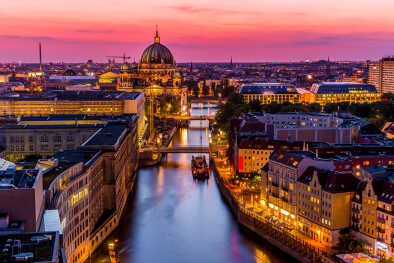 beautiful sunset with view over berlin beautiful sunset with view over berlin