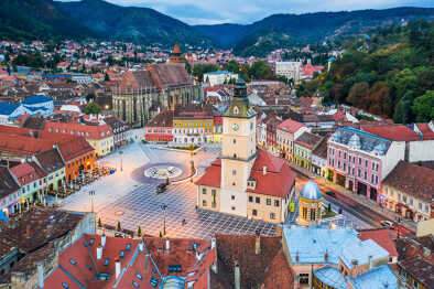 view from above of the city of Brasov