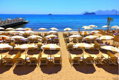 Beautiful beach in Cannes, France
