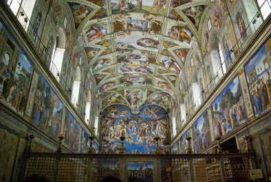 a view of the paintings in chapel sistine
