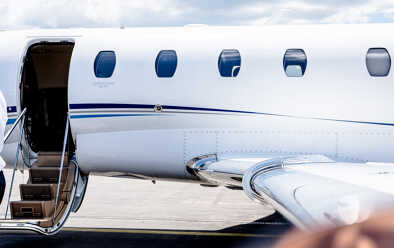 Fuselage du Citation XLS, porte avec escaliers dépliés
