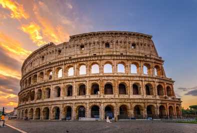 vista del amanecer coliseo roma italia arquitectura