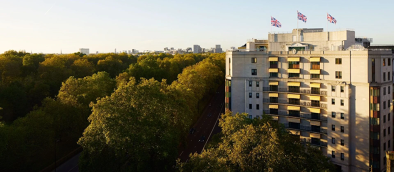 exterior of the building. Dorchester hotel