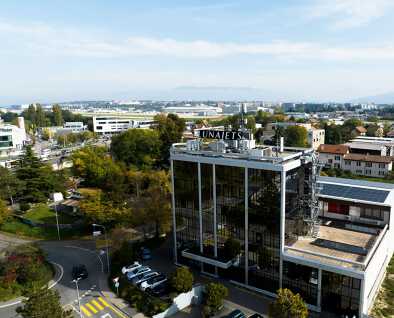 Drone photo of the Geneva headquarters