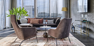 140m² (1507 sq ft) with a 137m² (1475 sq ft) terrace with panoramic 360 degree view of all sides of Warsaw.
This unique & the most specious apartment offers whole top floor of hotel for private use and access.