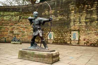 Nottingham Reino Unido-01 de abril de 2018: Castillo en la ciudad del legendario forajido Robin Hood
