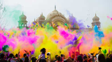 colors while the celebration of holi is happening