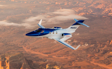 Hondajet flies over the Grand Canyon